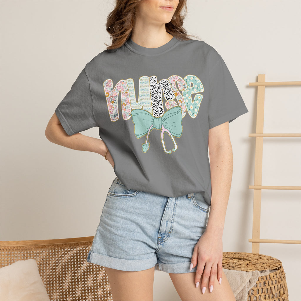 Nurse Floral Bow T-Shirt