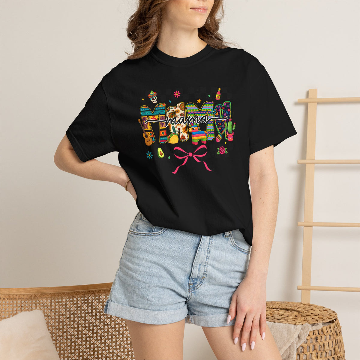 Mama Floral Checkerboard T-Shirt