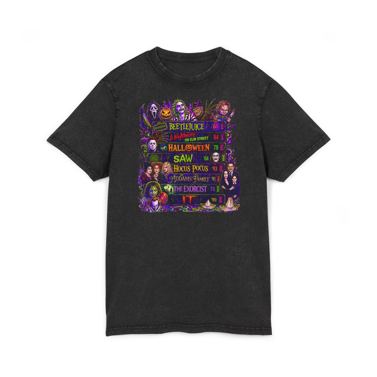 Acid Washed Classic Horror Film Tee
