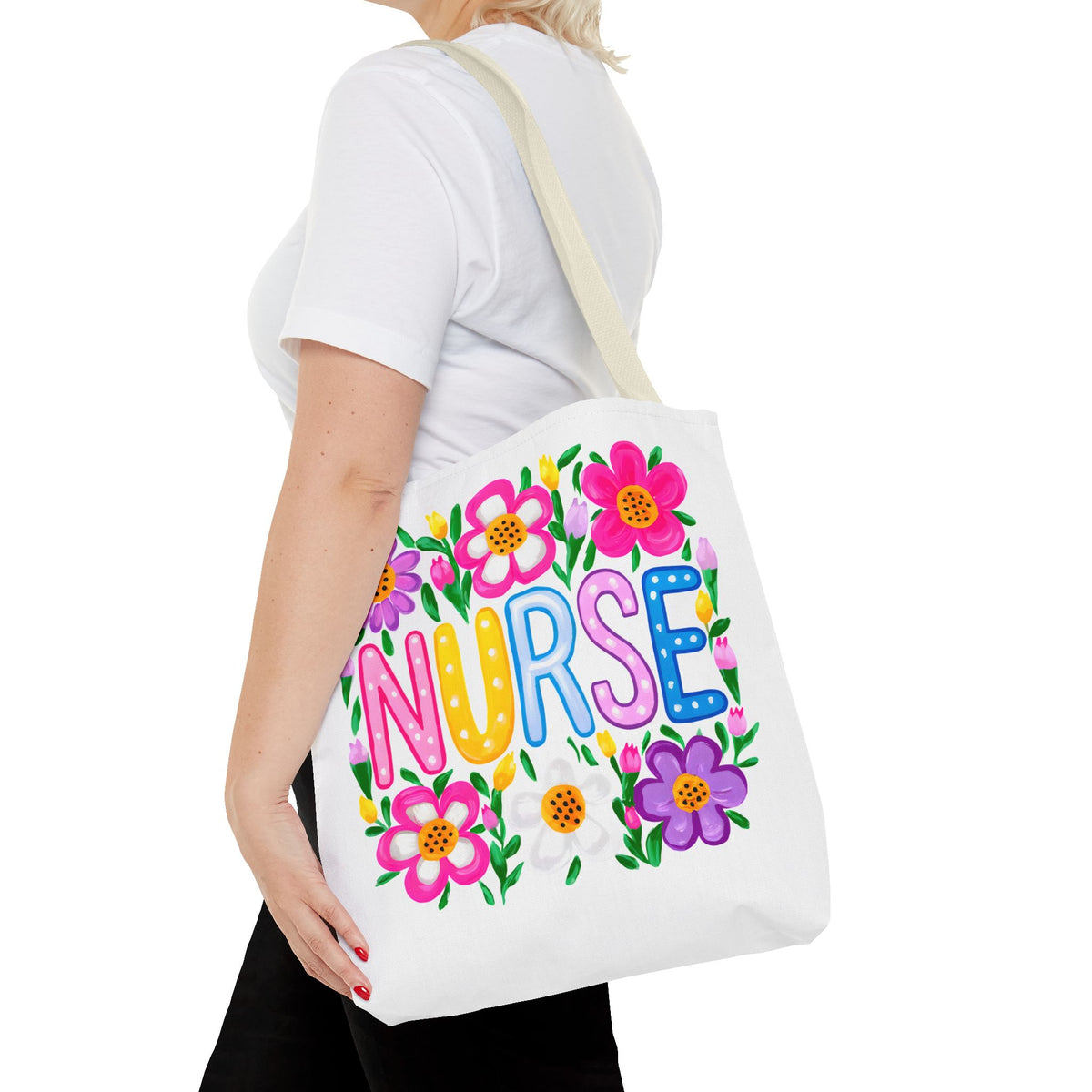 Nurse Floral Tote Bag — Colorful Nurse Gift Bag for Healthcare Heroes