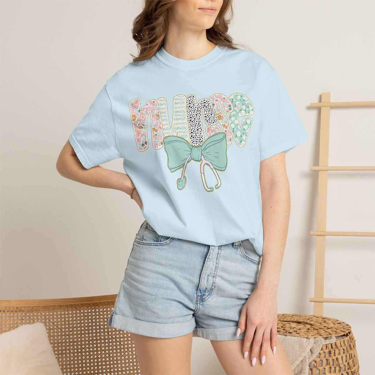 Nurse Floral Bow T-Shirt