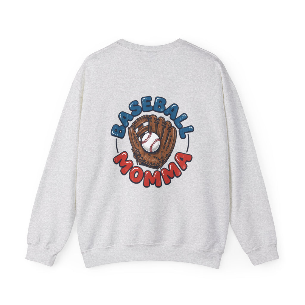 Baseball Momma Crewneck Sweatshirt — Vintage Glove & Ball Graphic