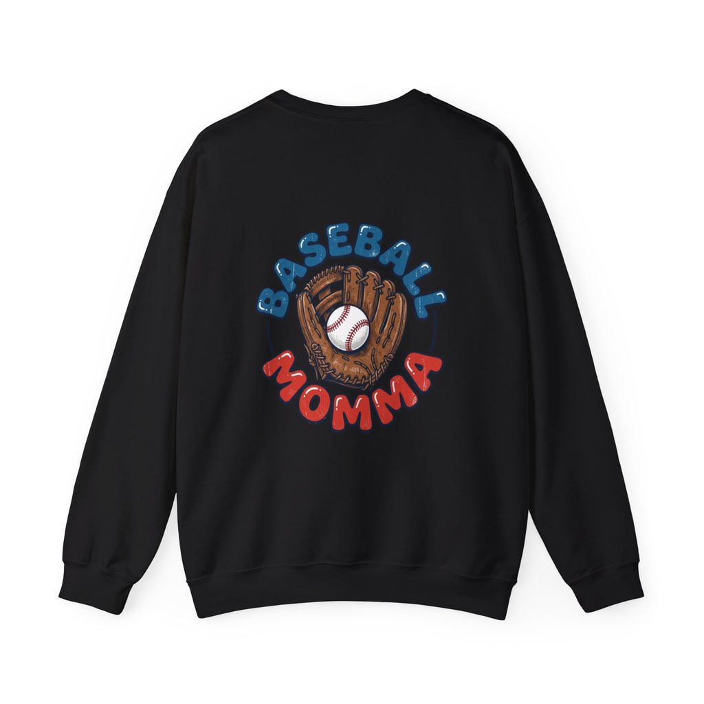 Baseball Momma Crewneck Sweatshirt — Vintage Glove & Ball Graphic