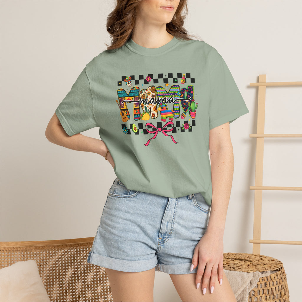 Mama Floral Checkerboard T-Shirt