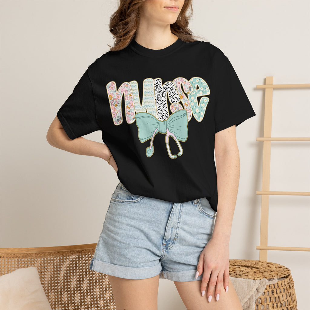 Nurse Floral Bow T-Shirt