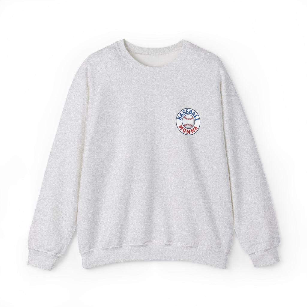 Baseball Momma Crewneck Sweatshirt — Vintage Glove & Ball Graphic