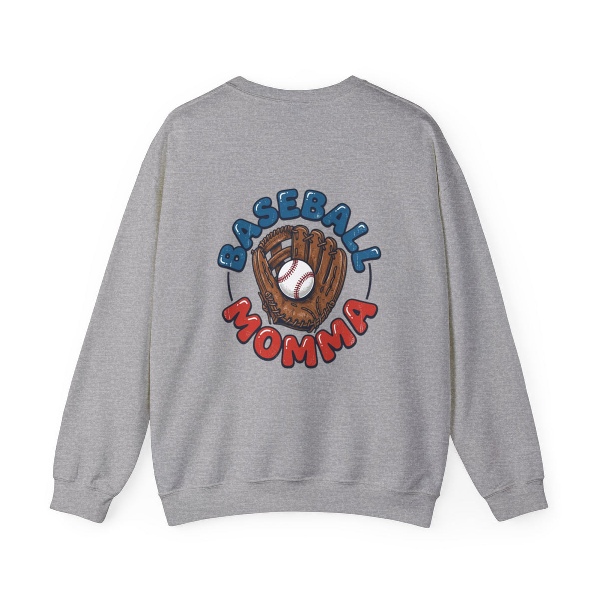 Baseball Momma Crewneck Sweatshirt — Vintage Glove & Ball Graphic