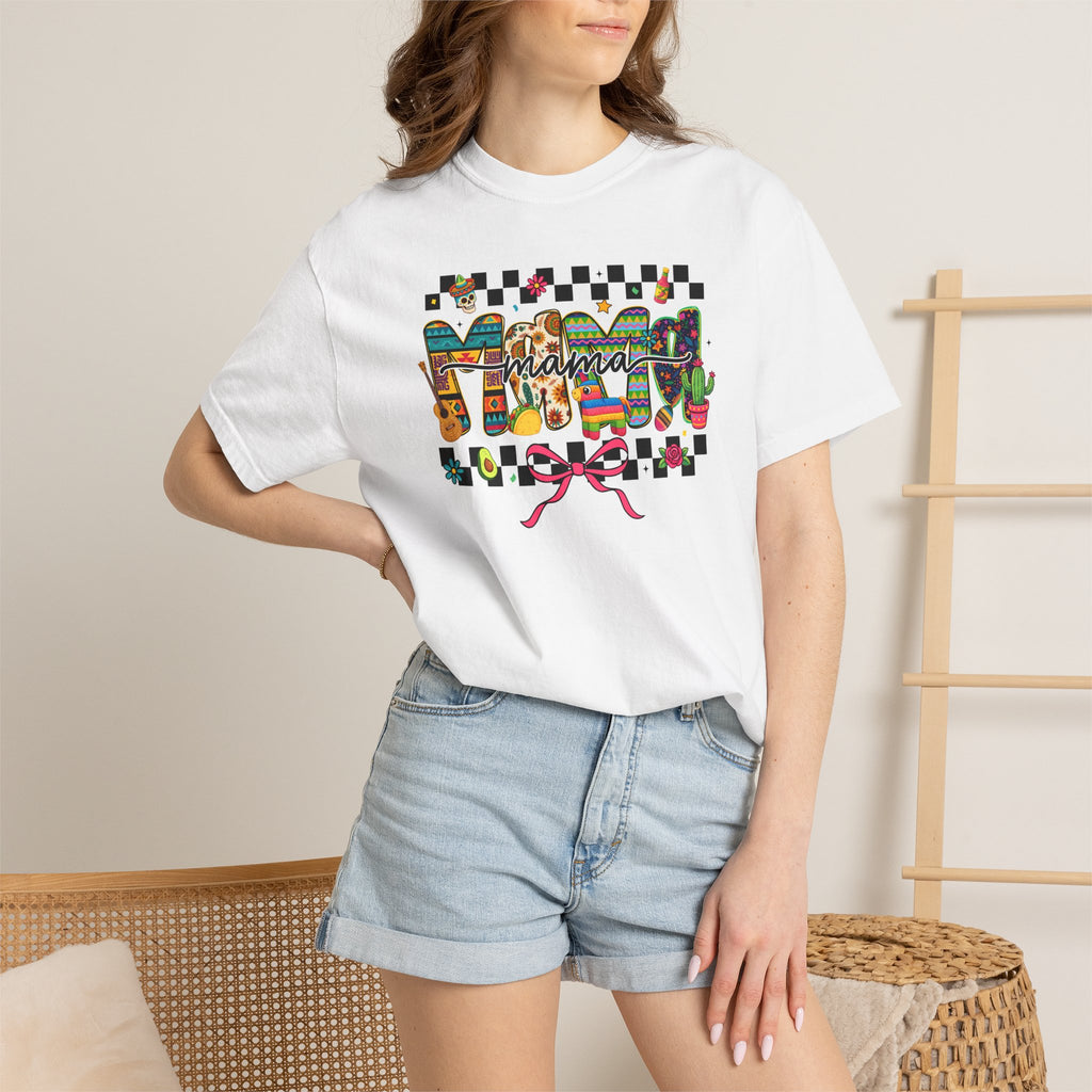 Mama Floral Checkerboard T-Shirt