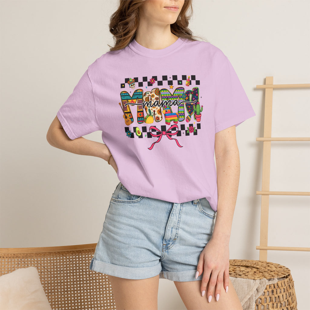 Mama Floral Checkerboard T-Shirt