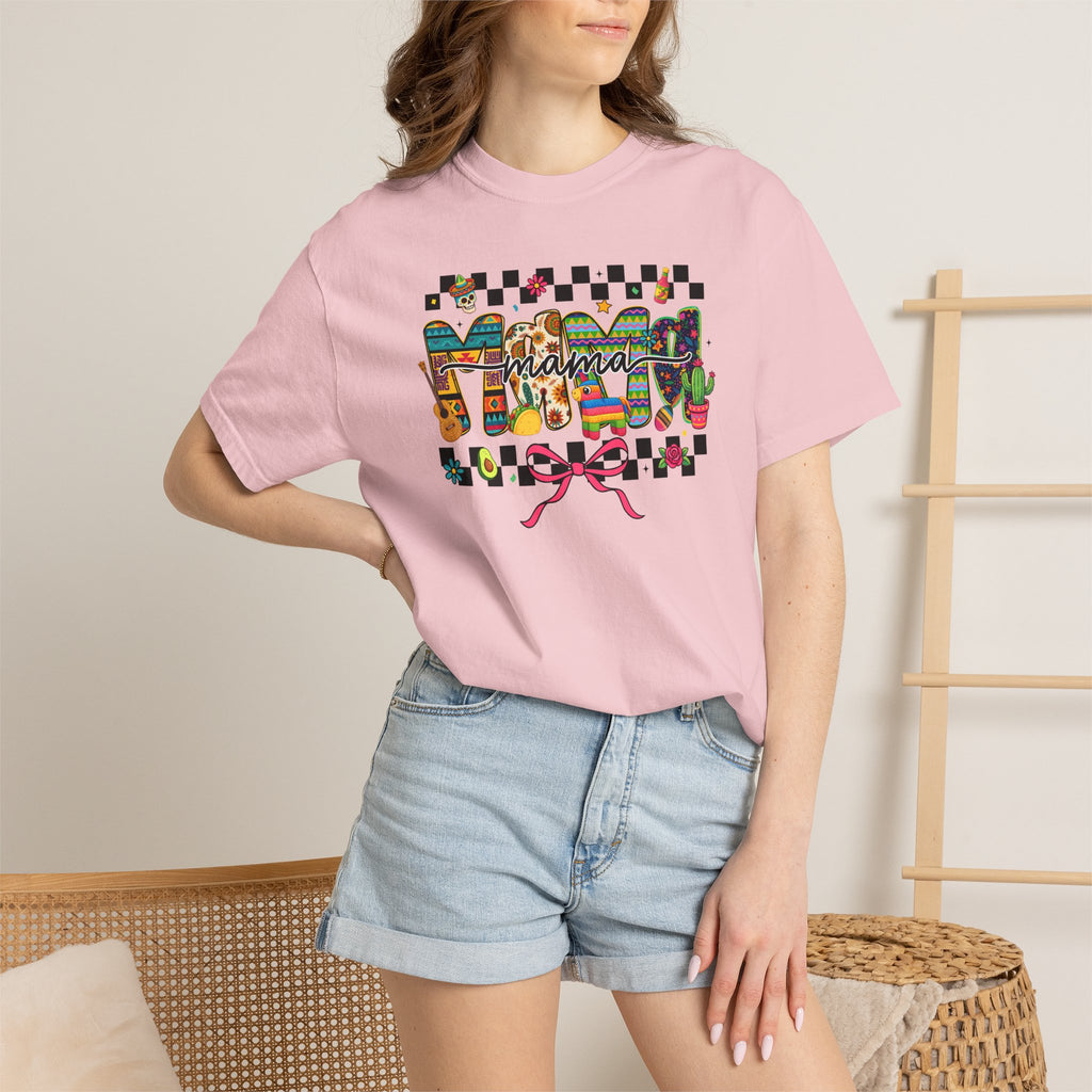 Mama Floral Checkerboard T-Shirt